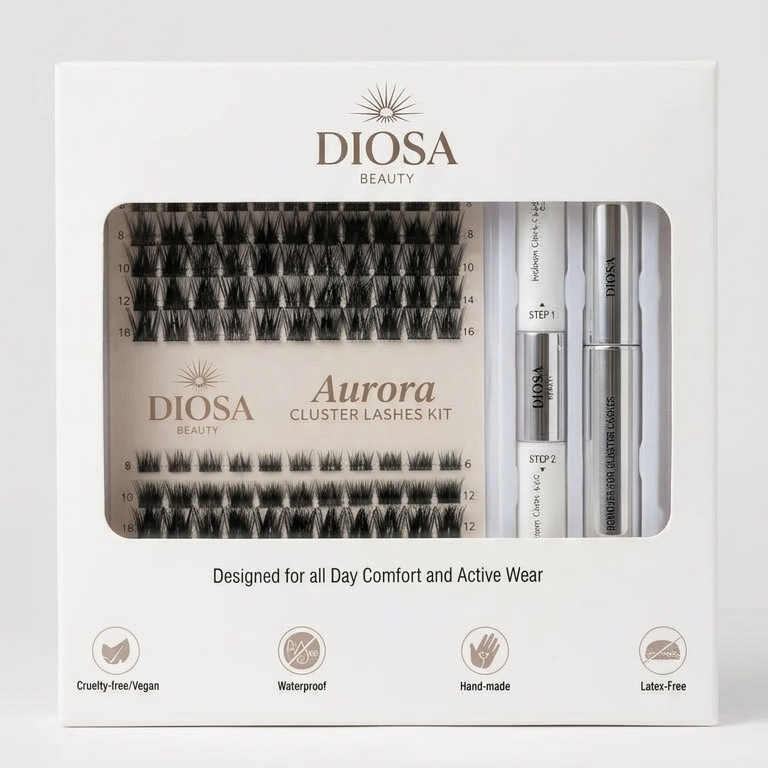 Diosa eyelash kit packaging on a white background